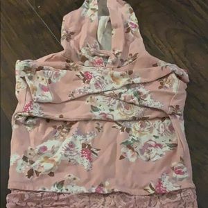 Pink flower hoodie with pink lace at the bottom!